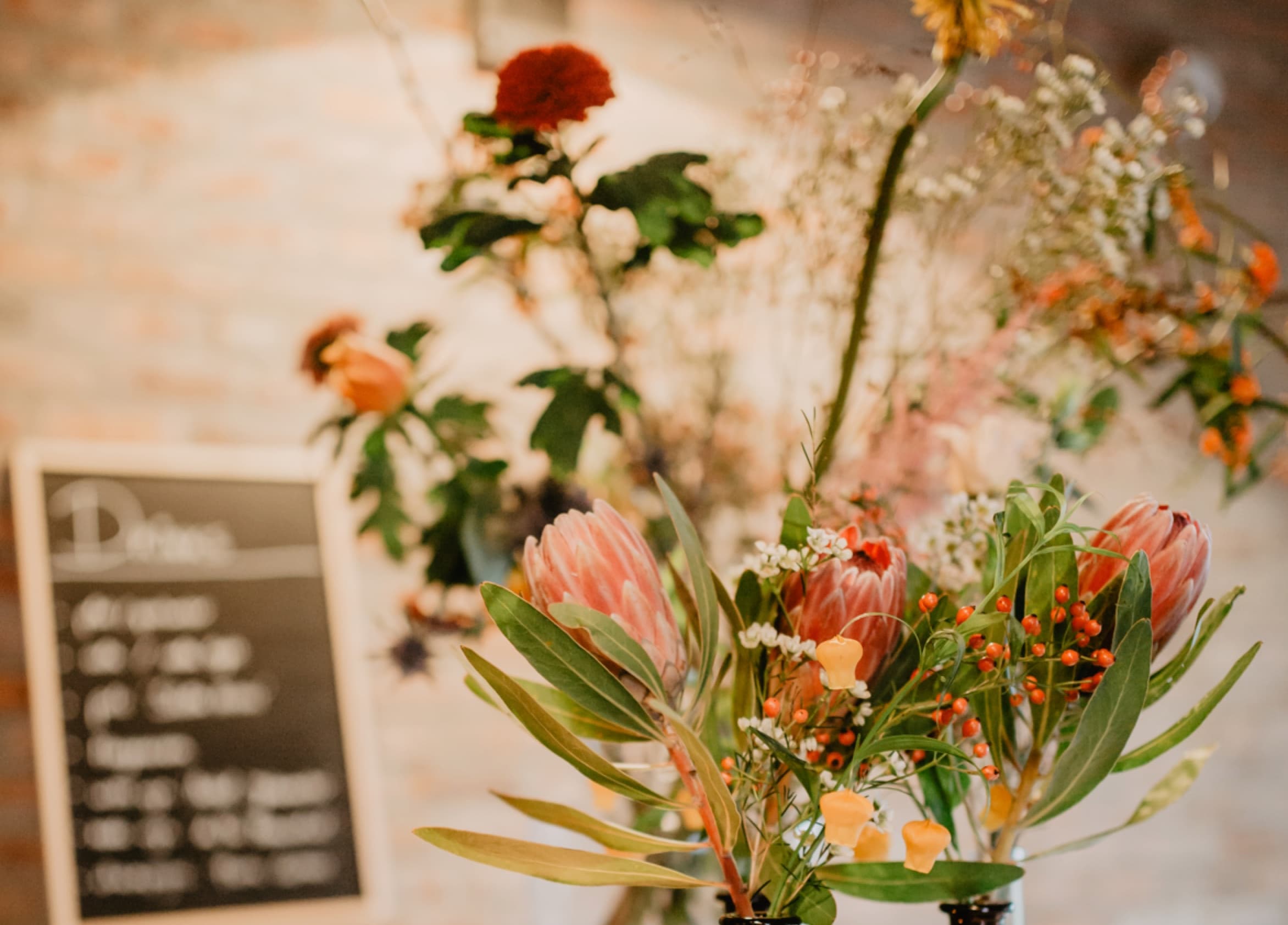 autumn flowers in vases