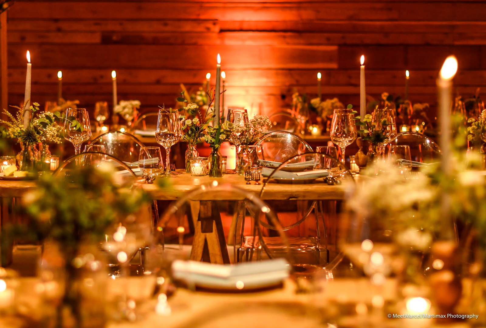 table setting with candles and flowers