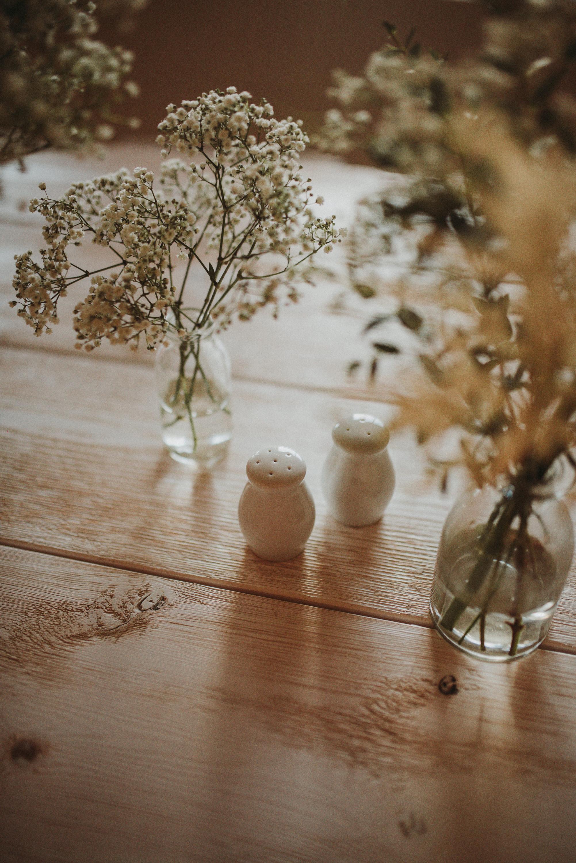 vases with gypsofilia