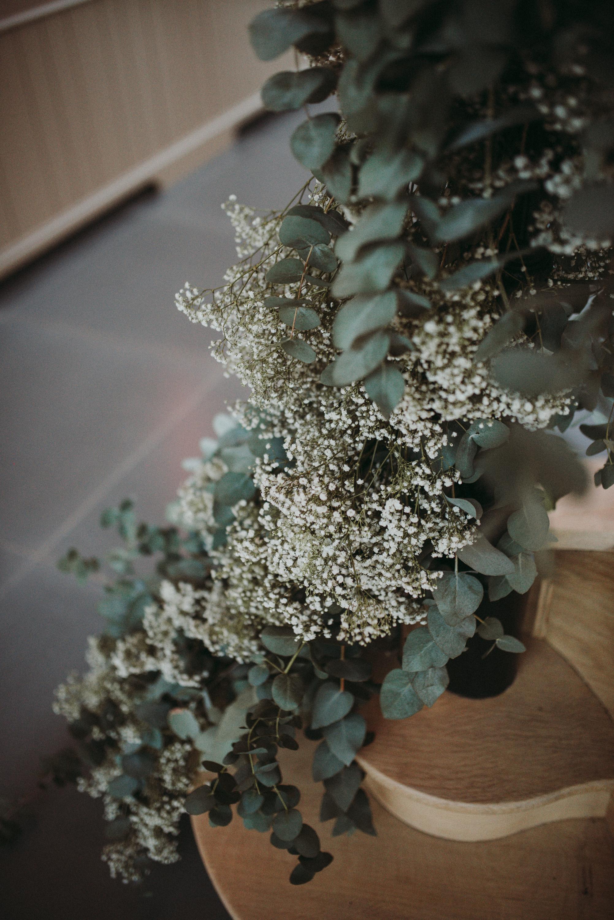 close up of a flower garland