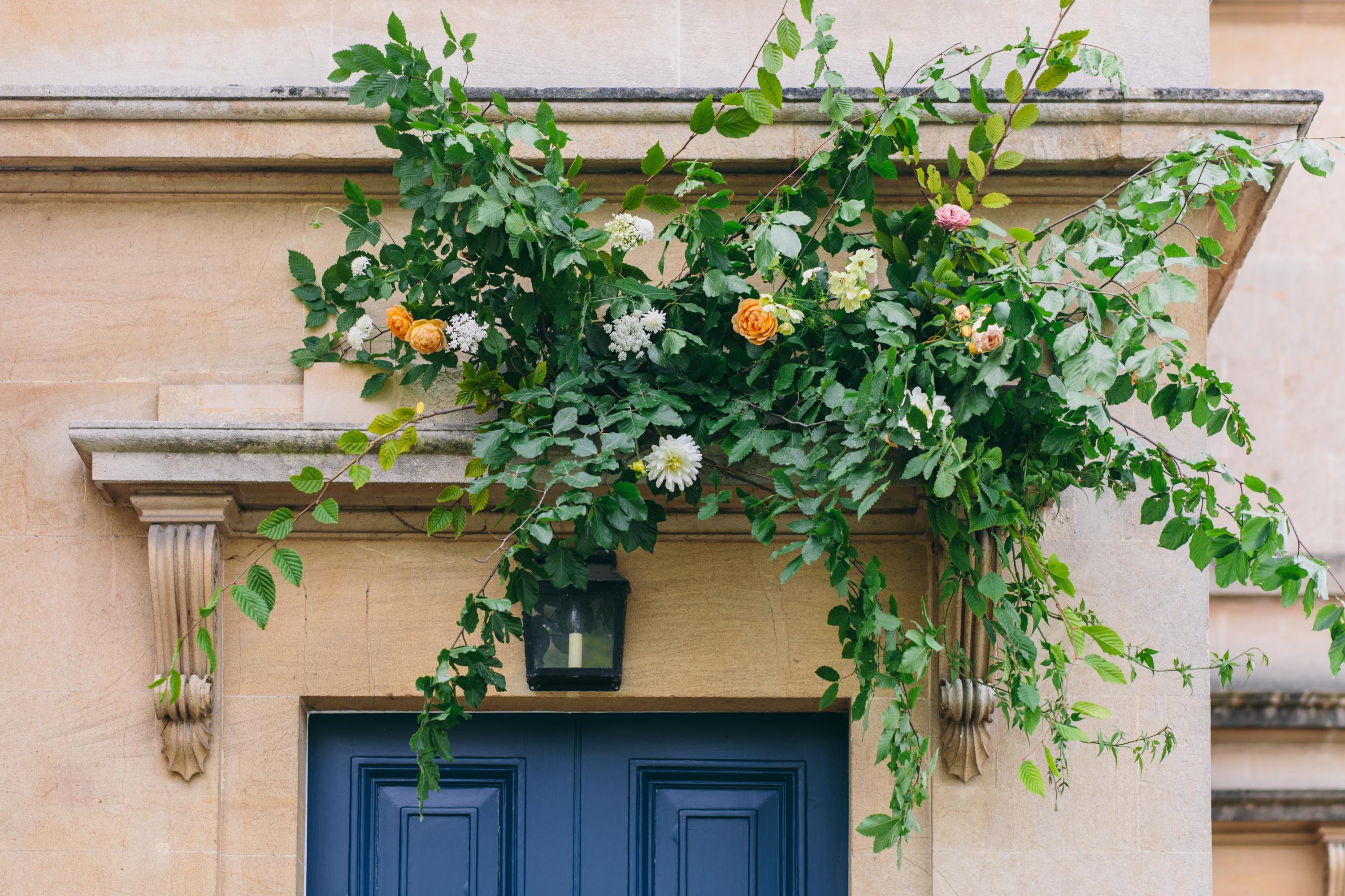 flower piece above a front door
