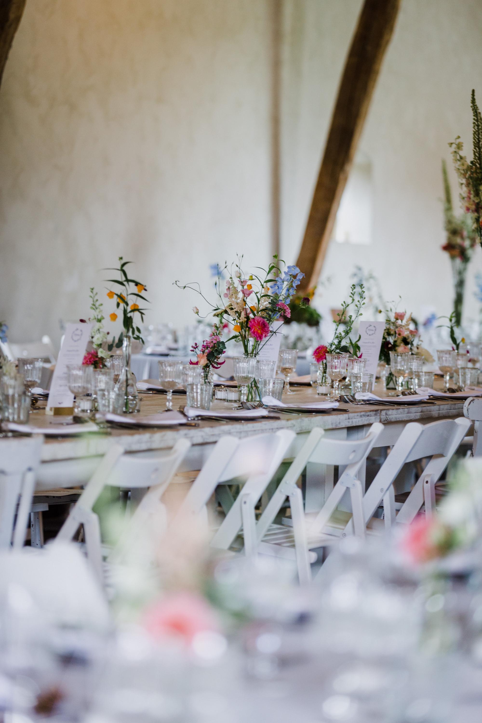 colourful flowers in vases